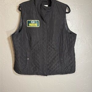 Christopher & Banks Black Packers Quilted Vest 1X